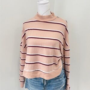 SO pink striped mock neck sweater Size L